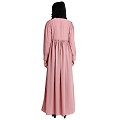 Casual collared abaya with lacework- Baby Pink Casual collared abaya with lacework- Baby Pink